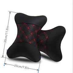 2pcs Leather Car Headrest Pillows Neck Pillows for Fatigue Driving