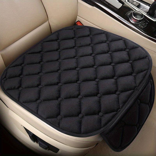 Car Seat Cover Soft Velvet Plaid Memory Foam Phone Storage Bag Non-slip Back