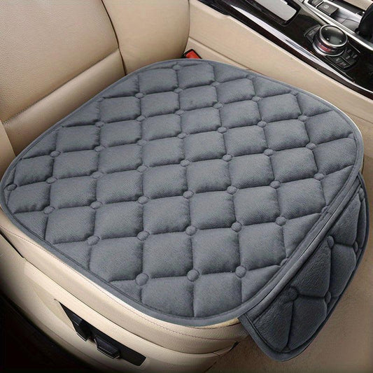 Car Seat Cover Soft Velvet Plaid Memory Foam Phone Storage Bag Non-slip Back