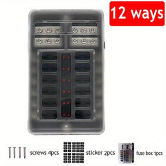 12V 32V 6/12 Way Blade Fuse Box Holder LED Indicator for Car Boat