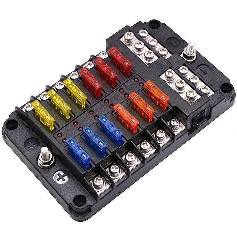 12V 32V 6/12 Way Blade Fuse Box Holder LED Indicator for Car Boat