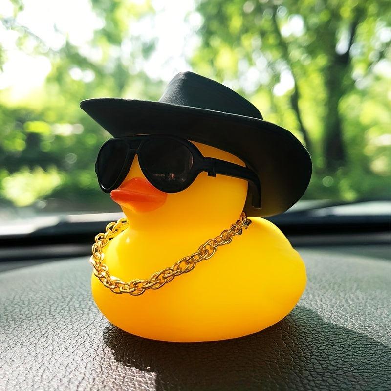 Little Yellow Duck Cowboy Hat Sunglasses Necklace Auto Decoration