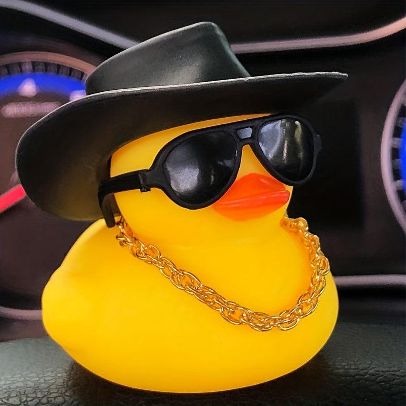 Little Yellow Duck Cowboy Hat Sunglasses Necklace Auto Decoration