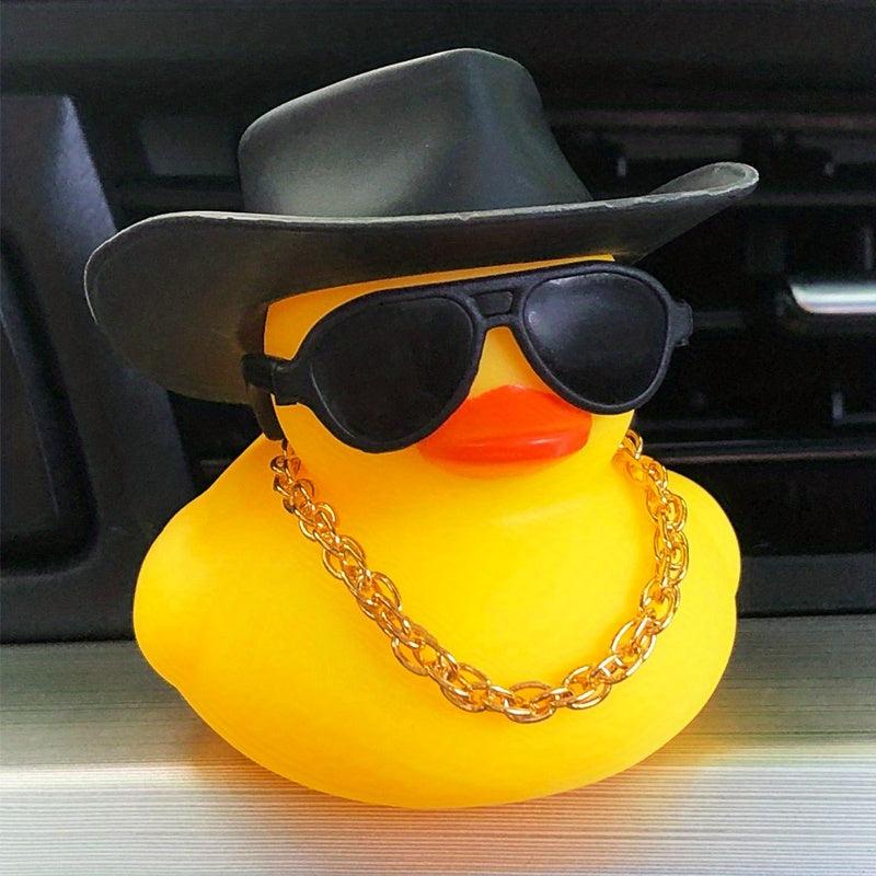 Little Yellow Duck Cowboy Hat Sunglasses Necklace Auto Decoration