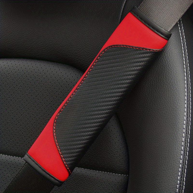 Carbon Fiber Leather Seat Belt Shoulder Cover Protector