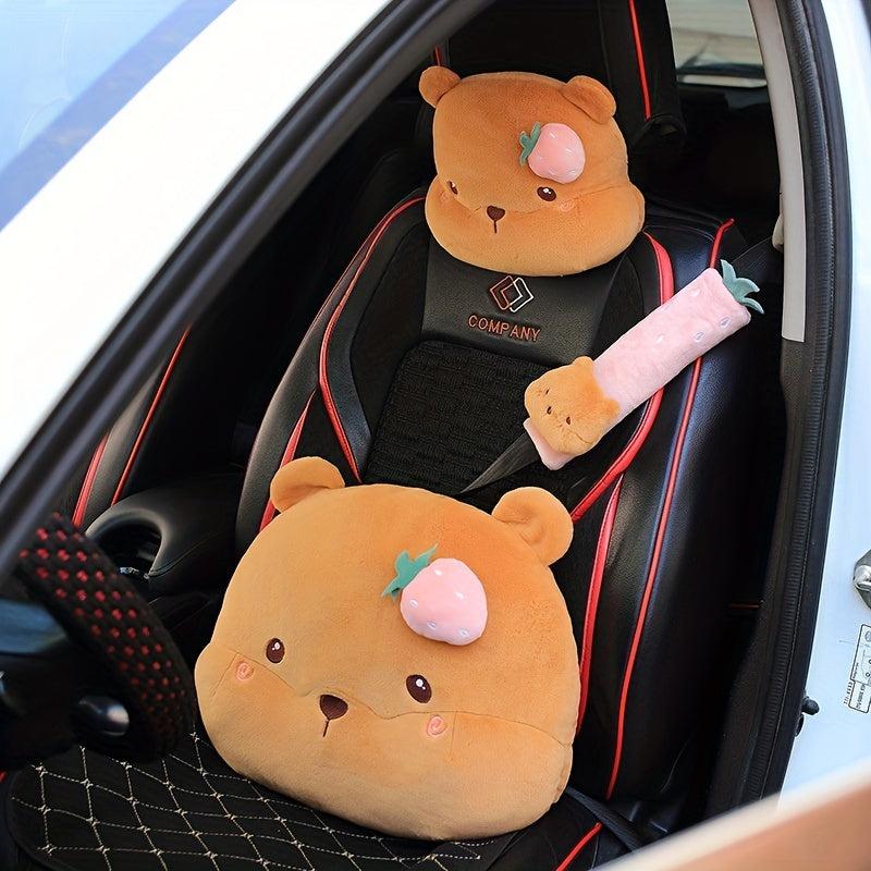 Car Cartoon Headrest Plush Car Accessories Supplies Seat Neck Waist Pillow