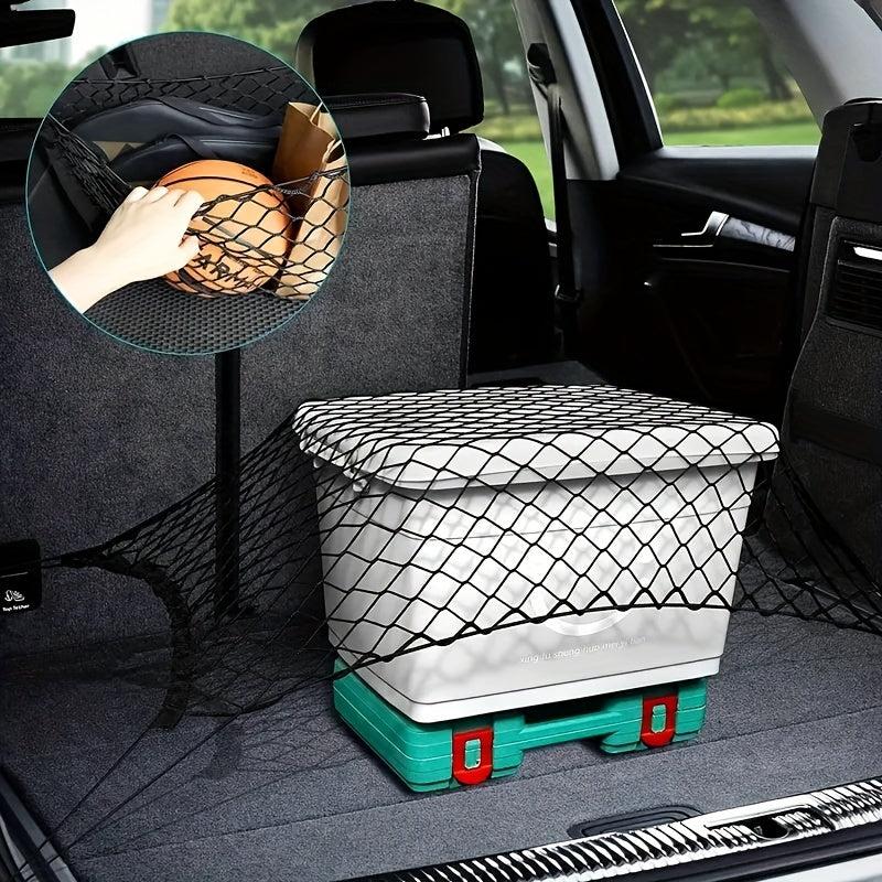 Flexible Car Trunk Storage Mesh Bag with Hooks, Luggage Cargo Pocket