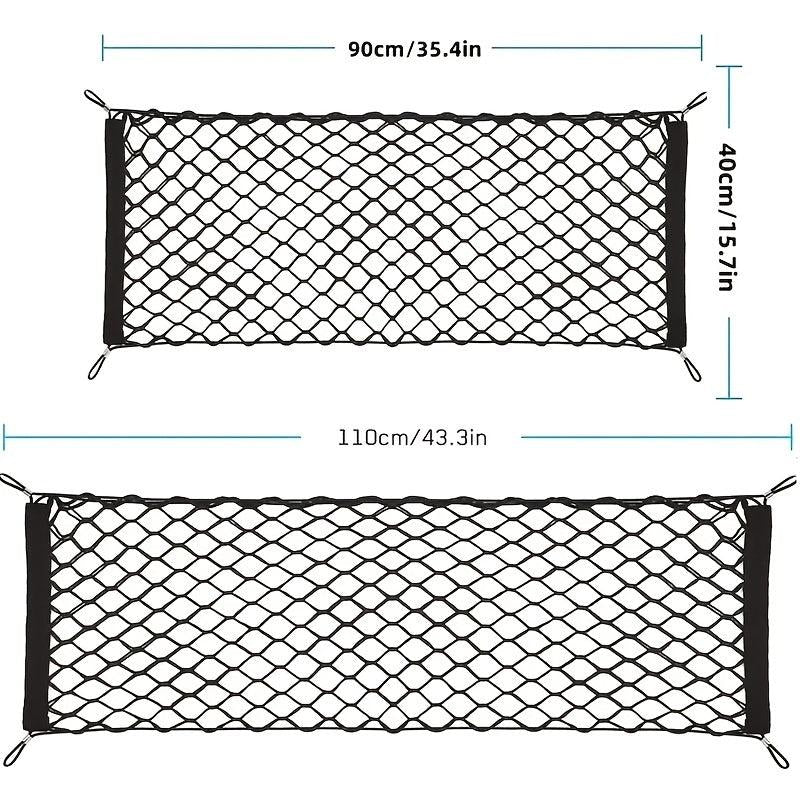 Flexible Car Trunk Storage Mesh Bag with Hooks, Luggage Cargo Pocket
