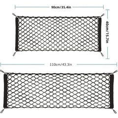 Flexible Car Trunk Storage Mesh Bag with Hooks, Luggage Cargo Pocket