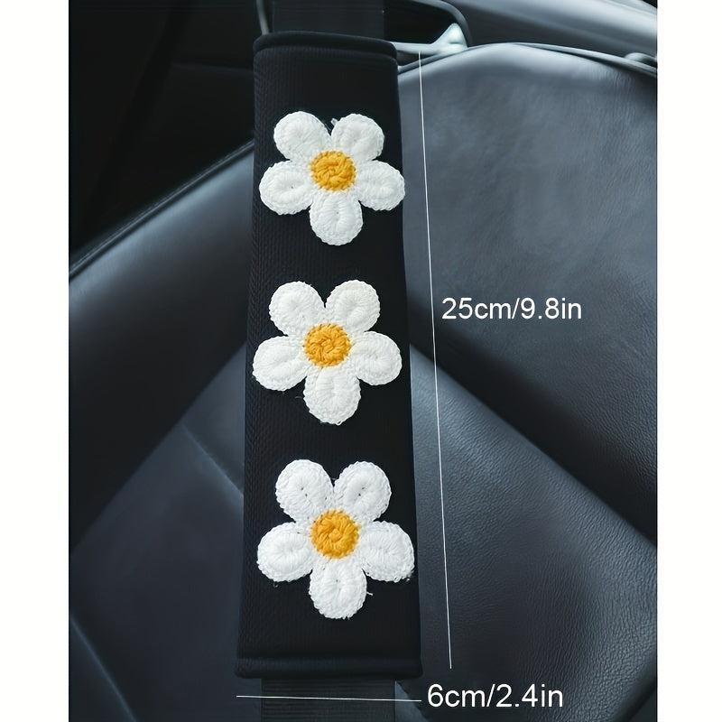 2pcs Ice Silk Flower Shoulder Pad Car Safety Belt Pad - Car Interior Accessories