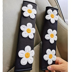 2pcs Ice Silk Flower Shoulder Pad Car Safety Belt Pad - Car Interior Accessories