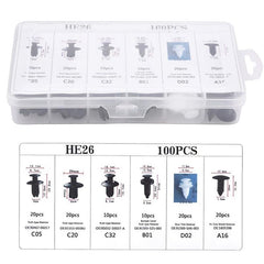100pcs Auto Fastener Clip Set Mixed Car Body Push Retainer Pin Rivet