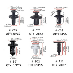 100pcs Auto Fastener Clip Set Mixed Car Body Push Retainer Pin Rivet
