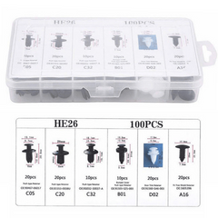 100PCS Universal Car Fastener Clips 6 Types Plastic Buckles