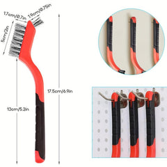 3Pcs Wire Brush Set with Curved Handle Grip for Rust Dirt & Paint Scrubbing