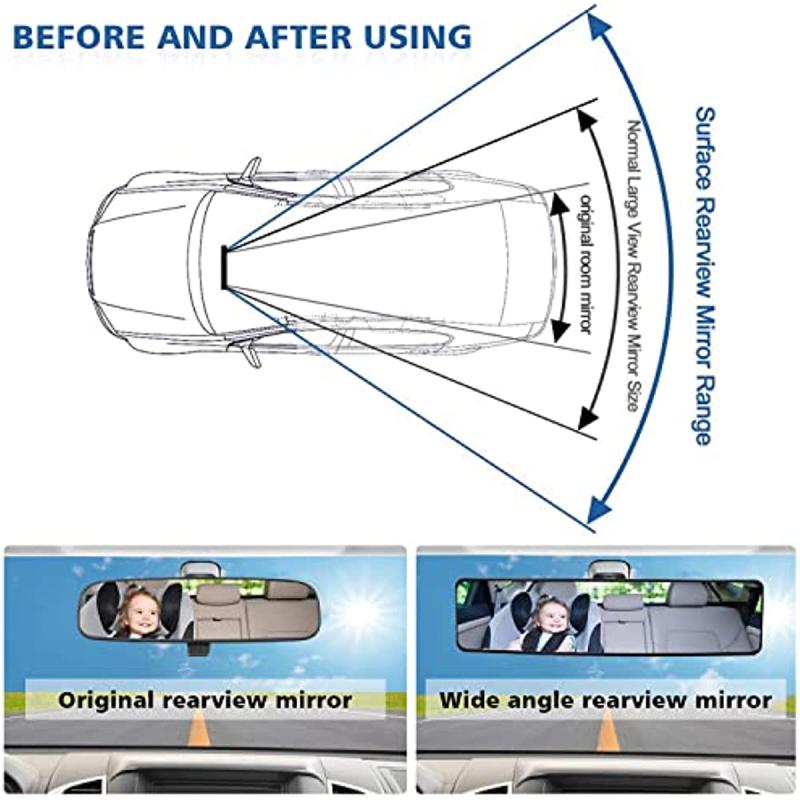 Universal Car HD Rearview Mirror 23-29 cm Clip-on Panoramic View