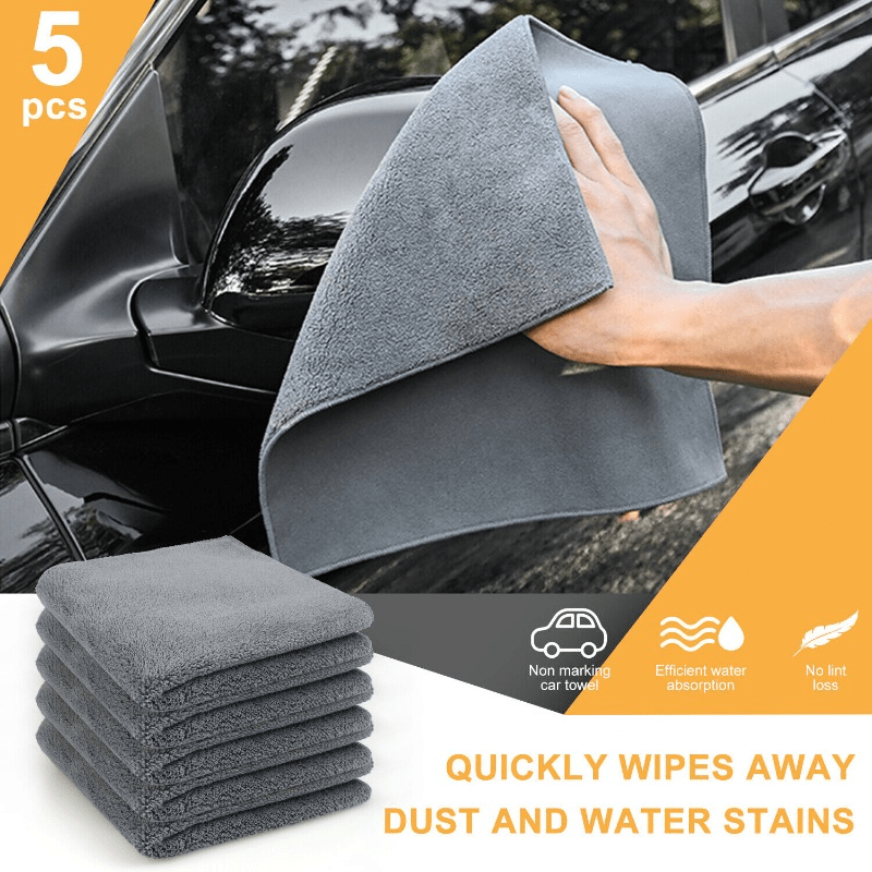 5 Pack Double Sided Car Wash Towels Soft Absorbent Coral Fleece