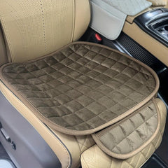 Plush Car Seat Cushion with Non Slip Bottom & Storage Pouch
