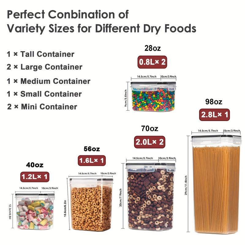 7pcs Airtight Food Storage Containers BPA-Free Canisters For Spaghetti Dry Food