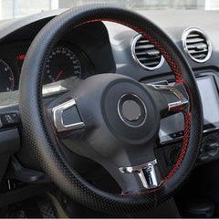 15in PU Leather Soft Steering Wheel Cover Needles Thread Case Protector