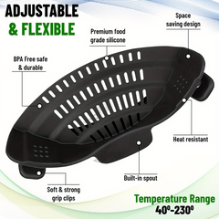 Adjustable Silicone Pot Strainer & Pasta Strainer Kitchen Gadget