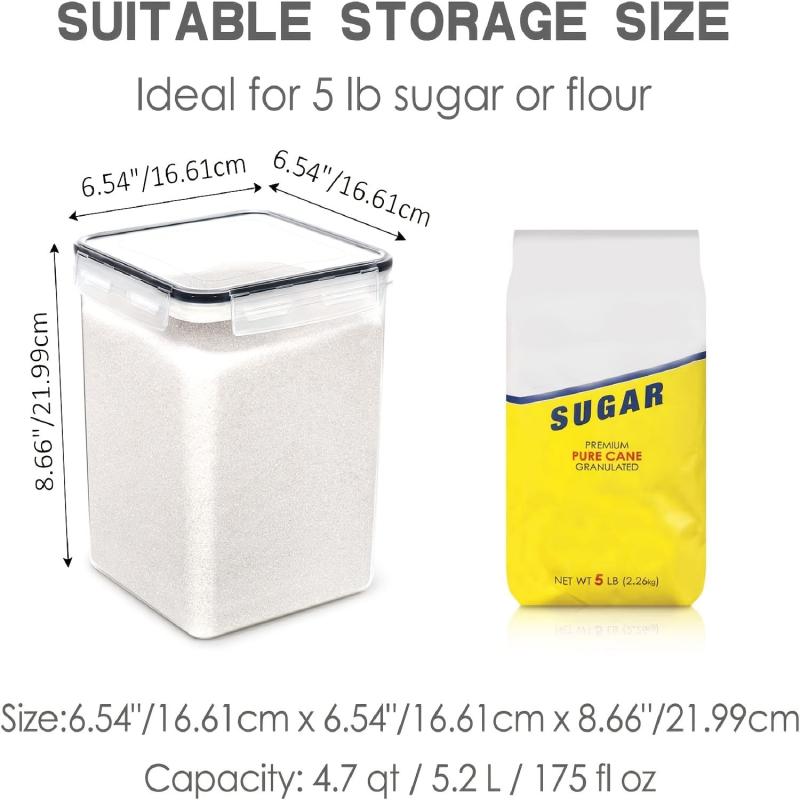 2pcs Large Food Storage Containers with Lids 5 2L BPA PP Material Plastic Airtig