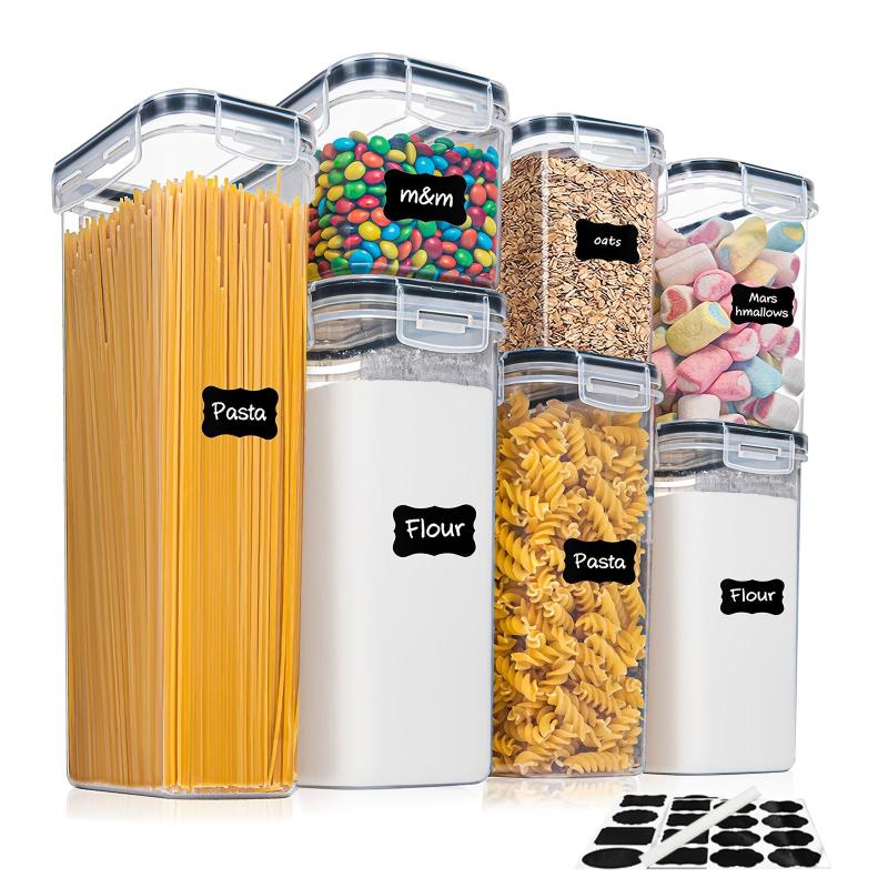 7pc Airtight Food Storage Containers Set with Marker Label for Pantry