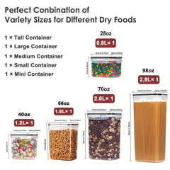 5-Piece Airtight Food Storage Containers Set with Lids BPA Plastic Canisters