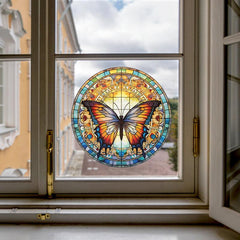 Butterfly Pattern RV Glass Sticker Retro Style Home Decorative Car Sticker