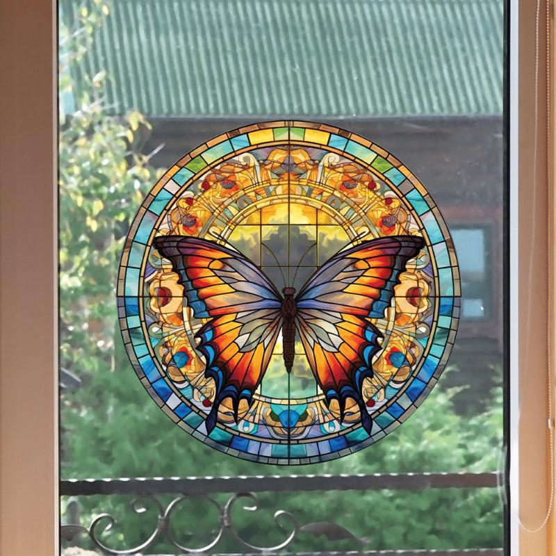 Butterfly Pattern RV Glass Sticker Retro Style Home Decorative Car Sticker