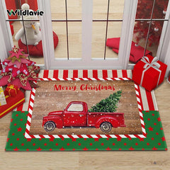 Indoor Doormat Merry Christmas Snowflake Red Truck Xmas Tree Non-slip Bath Mat