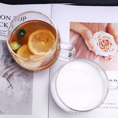 Transparent Glass Coffee Tea Cup With Letters Beverage Dessert Breakfast