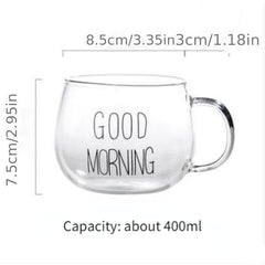 Transparent Glass Coffee Tea Cup With Letters Beverage Dessert Breakfast