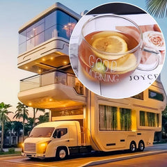 Transparent Glass Coffee Tea Cup With Letters Beverage Dessert Breakfast