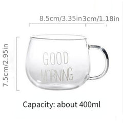 Transparent Glass Coffee Tea Cup With Letters Beverage Dessert Breakfast