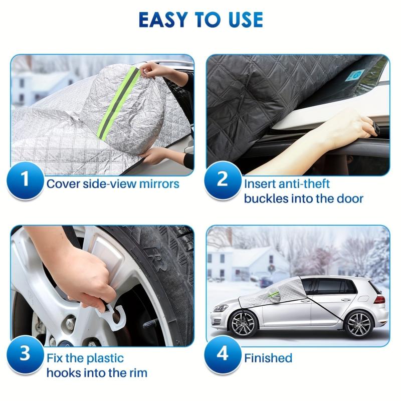 Car Windshield Snow Cover 4 Layer Protection UV Frost Wiper Mirror Protector