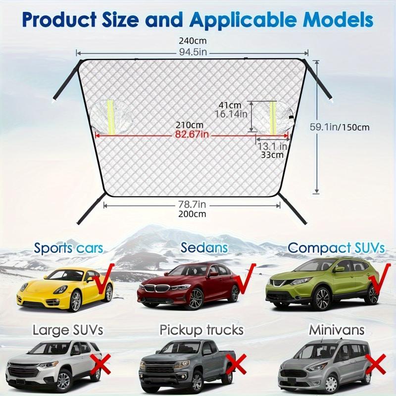 Car Windshield Snow Cover 4 Layer Protection UV Frost Wiper Mirror Protector