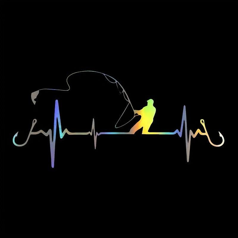 Heartbeat Fishing Car Sticker Waterproof Vinyl Auto Window Decals