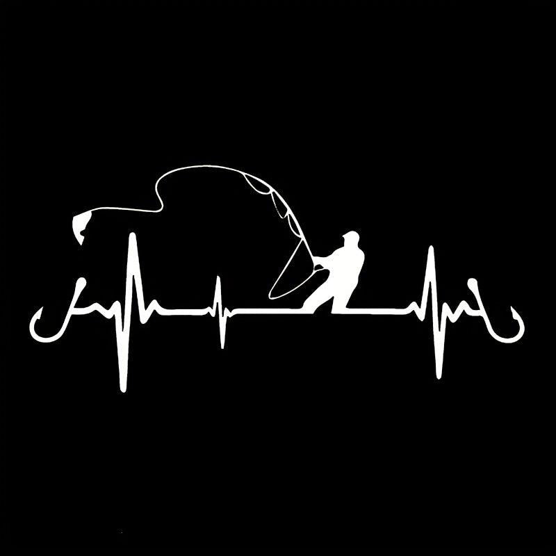 Heartbeat Fishing Car Sticker Waterproof Vinyl Auto Window Decals