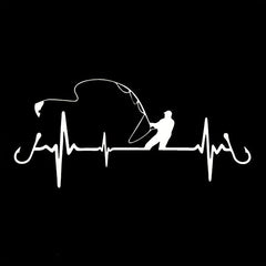 Heartbeat Fishing Car Sticker Waterproof Vinyl Auto Window Decals