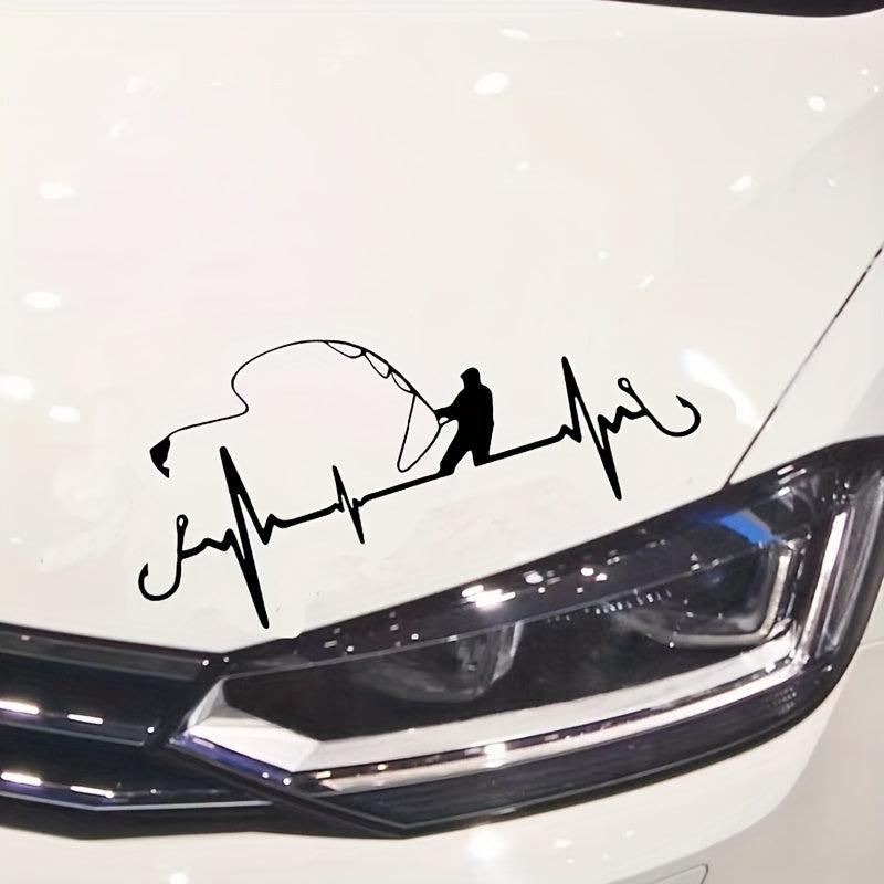 Heartbeat Fishing Car Sticker Waterproof Vinyl Auto Window Decals
