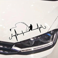 Heartbeat Fishing Car Sticker Waterproof Vinyl Auto Window Decals