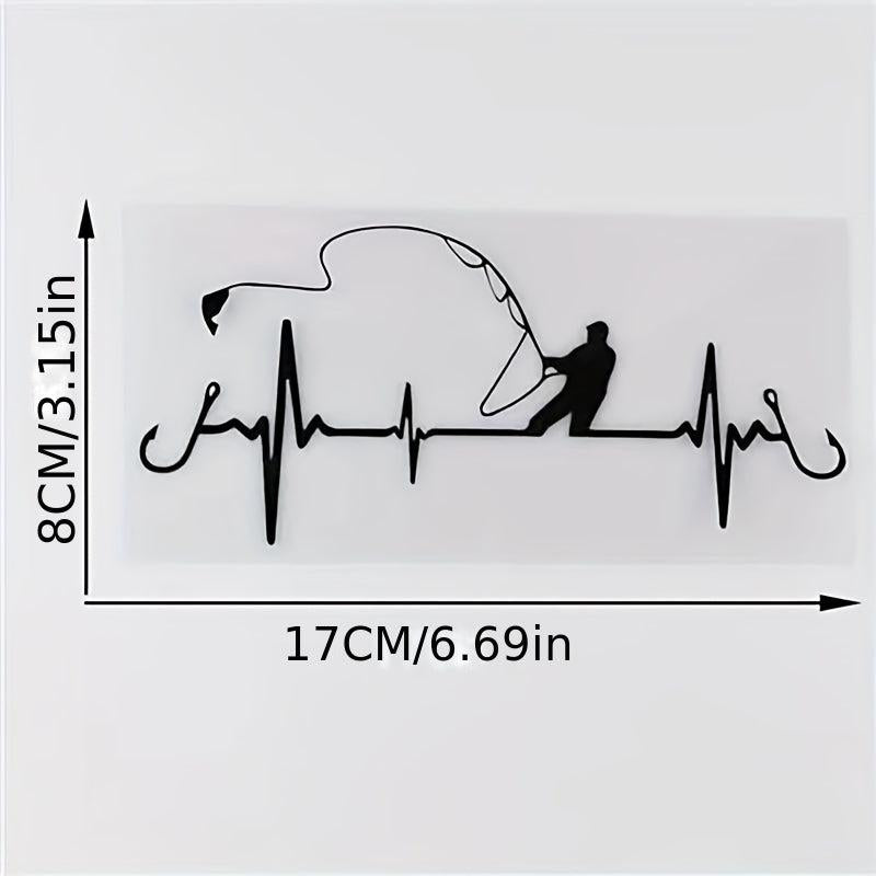 Heartbeat Fishing Car Sticker Waterproof Vinyl Auto Window Decals