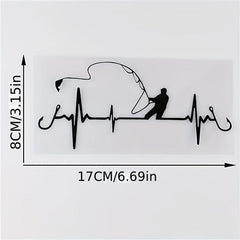 Heartbeat Fishing Car Sticker Waterproof Vinyl Auto Window Decals