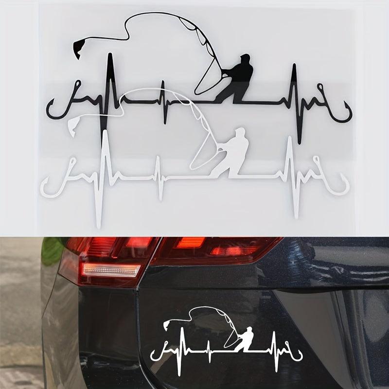 Heartbeat Fishing Car Sticker Waterproof Vinyl Auto Window Decals