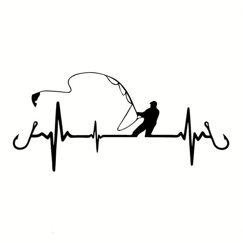 Heartbeat Fishing Car Sticker Waterproof Vinyl Auto Window Decals