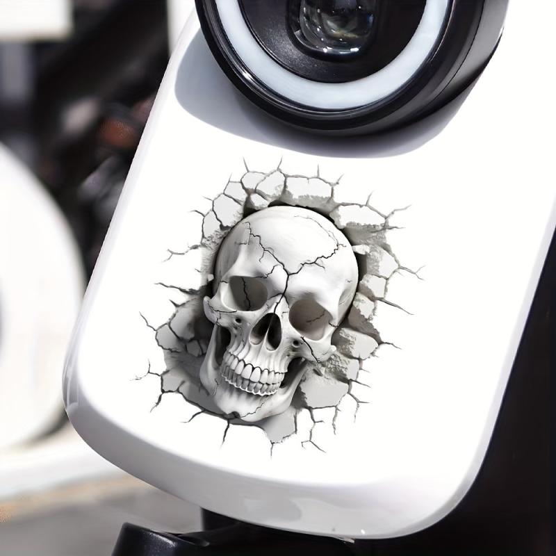 3D Skull Head Cracking Effect Decoration Sticker Waterproof Car Hood Sticker