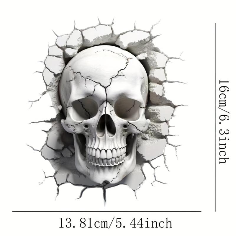 3D Skull Head Cracking Effect Decoration Sticker Waterproof Car Hood Sticker