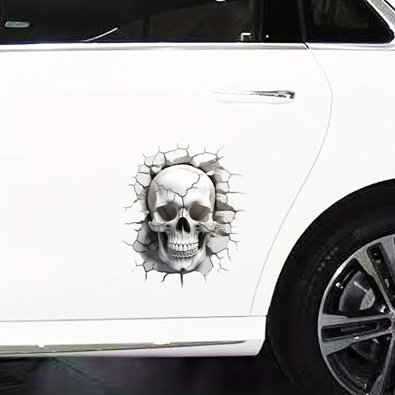 3D Skull Head Cracking Effect Decoration Sticker Waterproof Car Hood Sticker