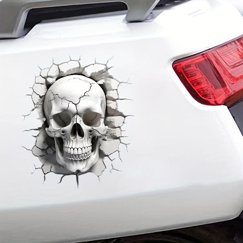 3D Skull Head Cracking Effect Decoration Sticker Waterproof Car Hood Sticker